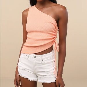 Eunina white high rise cut off shorts